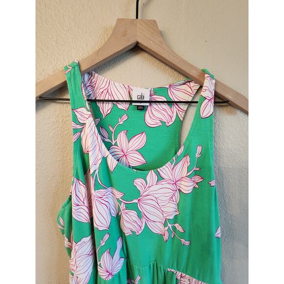 CAbi Weekend Dress SZ Large Green and Pink Mid-length Sleeveless - Picture 4 of 10